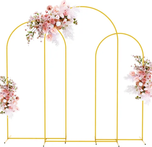 Miniatura 7 de Putros Soporte de arco metálico Chiara para boda, juego de 3 soportes de fondo de arco cuadrado con arcos arqueados de 2.2 m, 2 m, 1.8 m