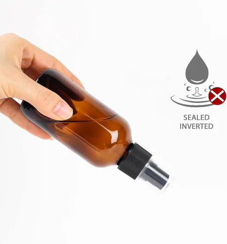 Miniatura 6 de CycleMore 120ml 16Pcs 4oz Botellas de vidrio ámbar con rociadores de niebla fina, botellas de viaje de vidrio para aceites esenciales cosméticos