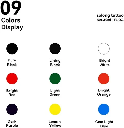 Miniatura 3 de Juego de 9 piezas de tinta de tatuaje, 1 oz (1.0 fl oz) Tattoo Supply USA Pigment Kit Solong Tattoo Ink Set TI302S-30-9
