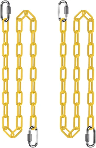 Miniatura 12 de 2 cadenas de columpio de 100 pulgadas con mosquetones, capacidad de 1000 libras, cadenas colgantes recubiertas resistentes, cadenas colgantes