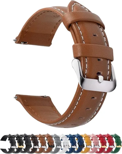 Fullmosa Genuine Leather 14mm 16mm 18mm 19mm 20mm 22mm and 24mm Watch Bands, Quick Release Watch Band for Men and Women, Fits Samsung Galaxy Watch