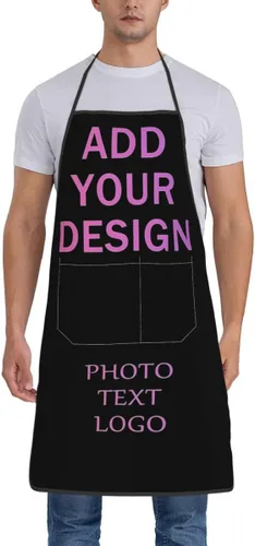 Miniatura 12 de Delantal personalizado con bolsillos para mujeres y hombres, diseño personalizado de tu imagen texto logotipo para cocina delantales de cocina