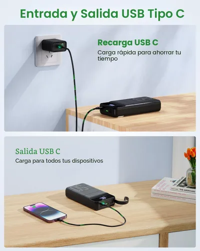 Miniatura 6 de Banco de Energía de Carga Rápida 50000mAh - Cargador Portátil 22.5W USB C con Carga Rápida con 4 Salidas y 3 Entradas Pantalla LED Batería Externa