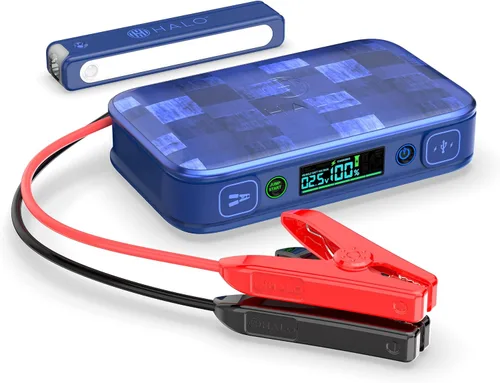 HALO Bolt PaL 1000 Arrancador de batería de auto portátil | Puertos de carga USB-A y USB-C, pantalla digital, alimenta múltiples dispositivos,