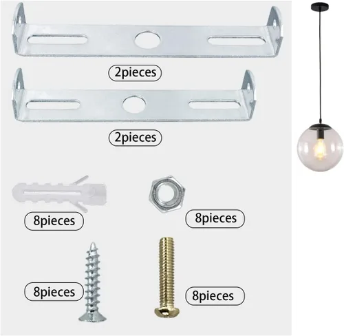 Miniatura 3 de Soporte de montaje para lámpara colgante de techo, kit de barra transversal, placa de montaje con tornillos, 4 piezas 4 juegos de plata