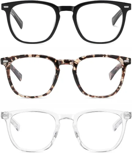 Miniatura 3 de EYECEDAR Paquete de 3 lentes de lectura para mujer con bloqueo de luz azul, bisagras de resorte metálico, patillas ajustables y flexibles, anteojos