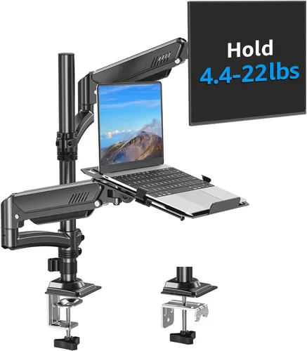 Miniatura 10 de MOUNTUP Soporte para computadora portátil para escritorio, soporte de monitor 2 en 1 con bandeja para laptop con capacidad para 2.2-22 libras