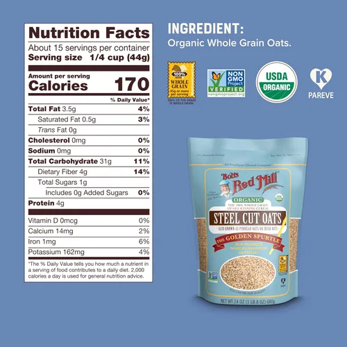 Miniatura 6 de Bob's Red Mill Avena cortada de acero orgánico, 24 onzas (paquete de 4)