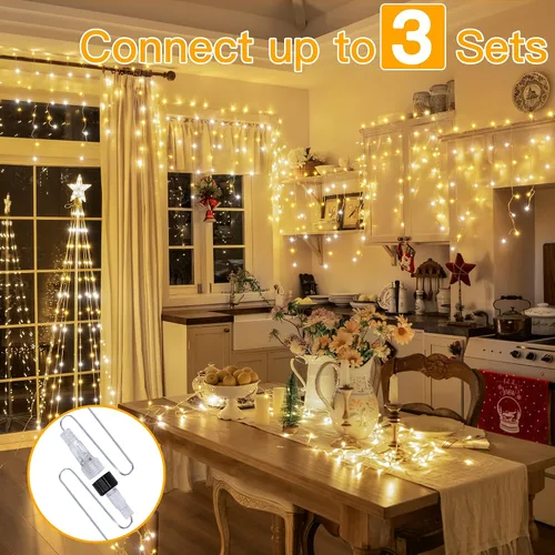 Miniatura 4 de Ollny Luces de carámbano de 504 LED/41 pies, blancas cálidas y frías, con control remoto, 8 modos, temporizadores, impermeables, colgantes