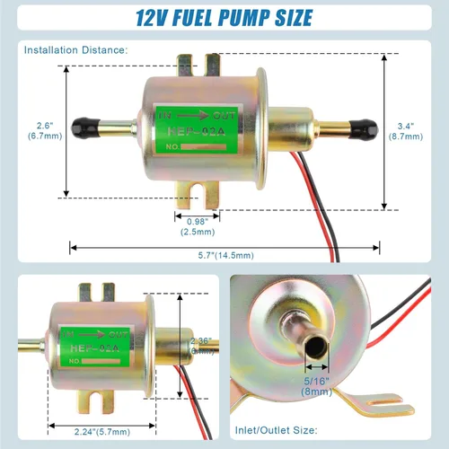 Miniatura 3 de Clatoon Bomba de Combustible Eléctrica Universal de 12V, Bomba de Combustible en Línea de Baja Presión 3-6 PSI para Carburador Cortacéspedes