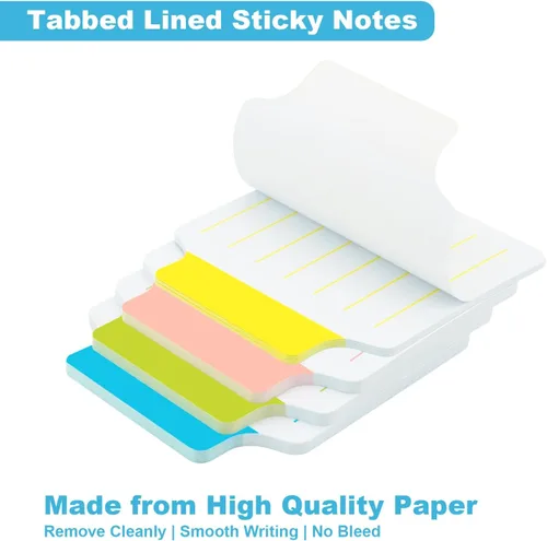 Miniatura 3 de AAAA 4A 2 blocs divisores de notas adhesivas pestañas de 2 2/3 x 2 7/8 pulgadas, blanco, notas adhesivas forradas con líneas para cuadernos, libros