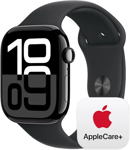 Miniatura 7 de Apple Watch Series 10 (42 mm, GPS) con caja de aluminio negro azabache, correa deportiva negra, S/M monitor fitness, app ECG, pantalla Retina Caja