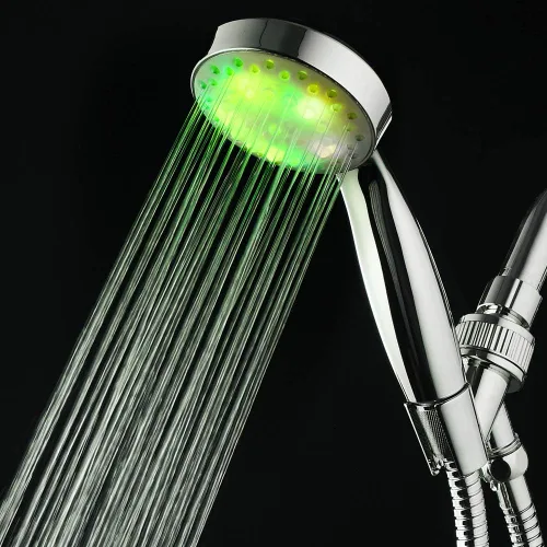 Miniatura 4 de Cabezal de ducha LED KAIREY con mango 7 colores que cambian automáticamente, luz de ducha que se enciende con mango pulido cromado con manguera