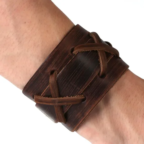 Miniatura 2 de HZMAN Pulseras de cuero marrón Pulsera de cuero para hombre Pulsera ajustable Pulsera de regalo de joyería