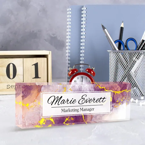 Miniatura 7 de Placa de nombre personalizada para escritorio, placa de nombre de escritorio personalizada, regalos personalizados para mujeres y hombres, Mármol