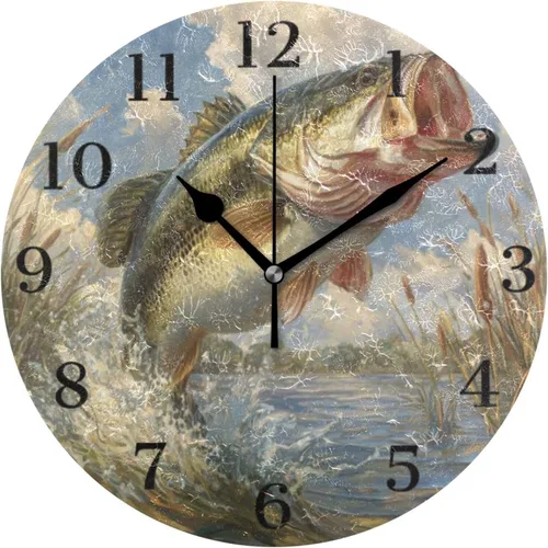 Miniatura 22 de Reloj de pared de amapola de maíz con flores azules, silencioso, sin tictac, funciona con pilas, 9.5 pulgadas para cocina, hogar, sala de estar