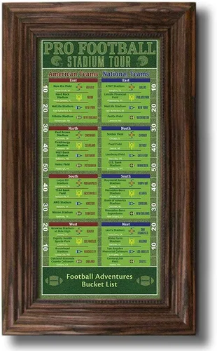 Miniatura 8 de Rastreador de lista de deseos de estadios de fútbol, marco gris de madera de granero, 13.5 pulgadas x 23.5 pulgadas, pin your football stadium