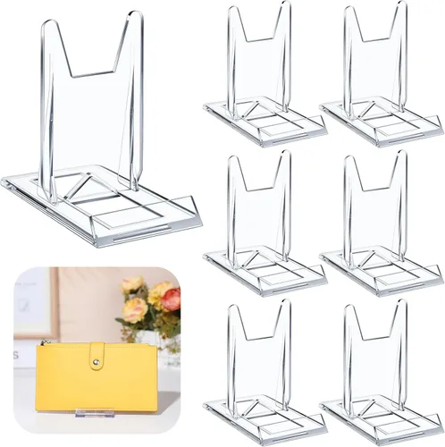Miniatura 9 de 12 paquetes de soporte ajustable para bolsos, soporte transparente de acrílico para carteras, bolsos, joyería, organizador de exhibición