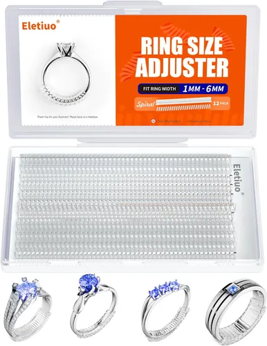 Ajustador de Tamaño de Anillo para Anillos Sueltos, Paquete de 12-4 Tamaños, Protectores Invisibles Transparentes de Silicona, Clip Ajustador de