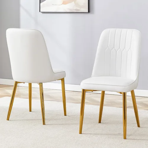 Miniatura 22 de Juego de 4 sillas de comedor, modernas patas de metal negro de cuero sintético para sala de estar, cocina, comedor