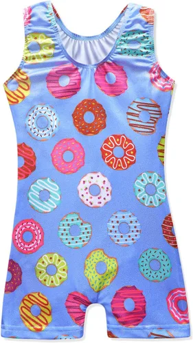 Miniatura 25 de HOZIY - Leotardos de gimnasia con pantalones cortos brillantes para niñas pequeñas; estampados de unicornio, aurora, arco iris, sirena, dinosaurio