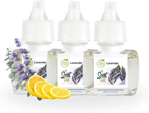Miniatura 17 de Scent Fill Ambientador 100% natural de cereza y almendra con enchufe, recambios de aceite perfumado, 3 recambios