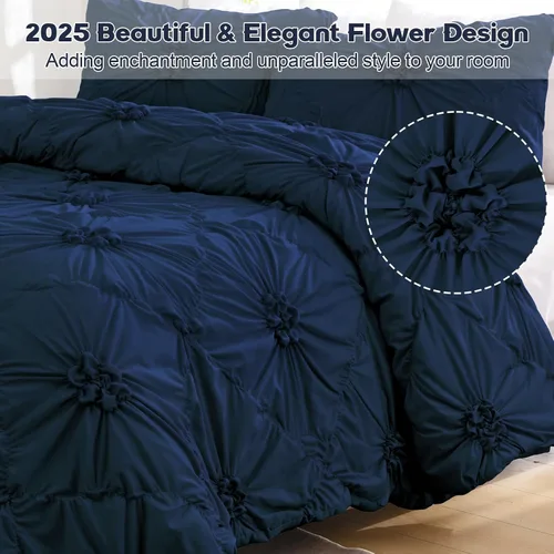 Miniatura 2 de Uspring - Juego de edredón tamaño Queen elegante con flores, con 2 fundas de almohada, edredón ligero y suave totalmente acolchado, ropa de cama