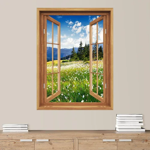 Miniatura 25 de SIGNWIN Adhesivo de pared removible/mural de pared para ventana, vegetación exuberante y árboles iluminados por el sol, fotografía, realismo