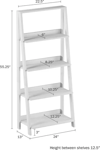 Miniatura 2 de Lavish Home - Estantería de escalera de 4 niveles, estantería independiente con marco en X y aspecto inclinado, estantes de exhibición para el hogar