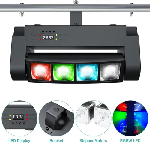 Miniatura 2 de BETOPPER Luz de escenario, luz de DJ de cabeza móvil para fiestas, luz LED de araña RGBW de 8 x 3 W, activada por sonido y control DMX-512