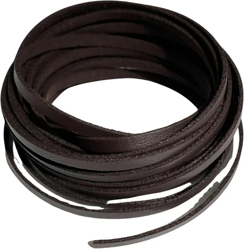 Miniatura 4 de Cordón de cuero plano de 0.157 pulgadas, 5+ yardas (16.4 ft), cuerda trenzada para fabricación de joyas, cordones de cuero para zapatos, arte