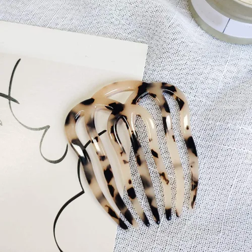 Miniatura 5 de Twist Hair Side Comb Hollow Out 7 Teeth Acetate Antistatic Hairpin Vintage Tortoise for Shell Barrette C