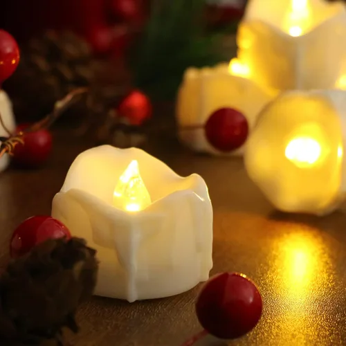 Miniatura 9 de PChero Velas de Té con Temporizador, 12 Paquetes de Velas LED sin Llama Parpadeantes Operadas con Pilas, Velas Votivas Eléctricas para Decoraciones