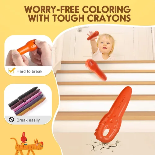 Miniatura 5 de Crayones de cera de abeja sin desorden para niños pequeños, hechos con cera de abeja 100% pura (12 colores), primeros crayones jumbo no tóxicos