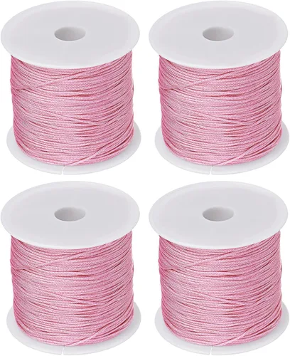 Miniatura 13 de HARFINGTON 4 rollos de hilo de nailon para anudar 0.031 in, 50 yardas de nailon trenzado para manualidades, cuerda de satén para pulsera, collar