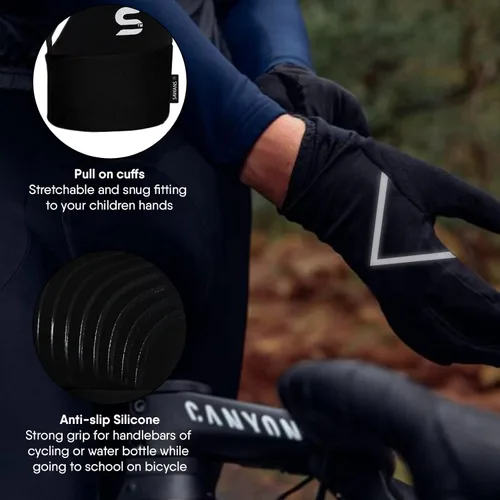 Miniatura 2 de SAWANS Guantes deportivos para correr, ciclismo, invierno, pantalla táctil, térmica, para niños y niñas, resistentes al viento, guantes