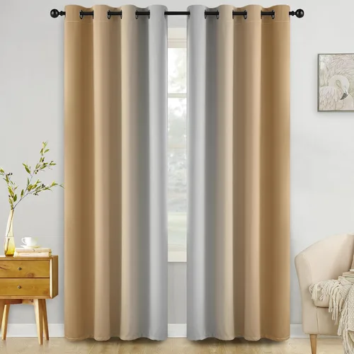 Miniatura 179 de COSVIYA Cortinas 100% Opacas Azul Degradado con Lazos Ajustables para Cocina Aislamiento Térmico Oscurecimiento de Habitación Cenefa con Bolsillo