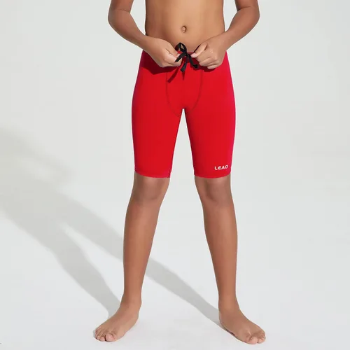 Miniatura 3 de LEAO Traje de baño para niños y jóvenes, color liso, con protección solar UPF 50+, secado rápido, pantalones cortos de natación atléticos