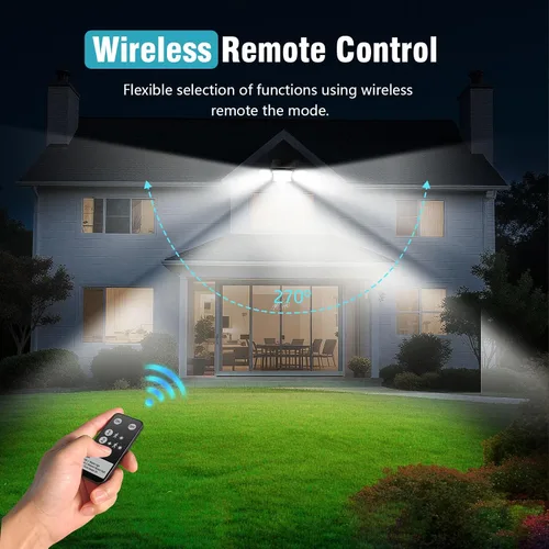 Miniatura 3 de Luces solares impermeables para exteriores, 2800 lm, 200 luces LED con sensor de movimiento, 3 cabezales y 3 modos de luces de inundación, luces