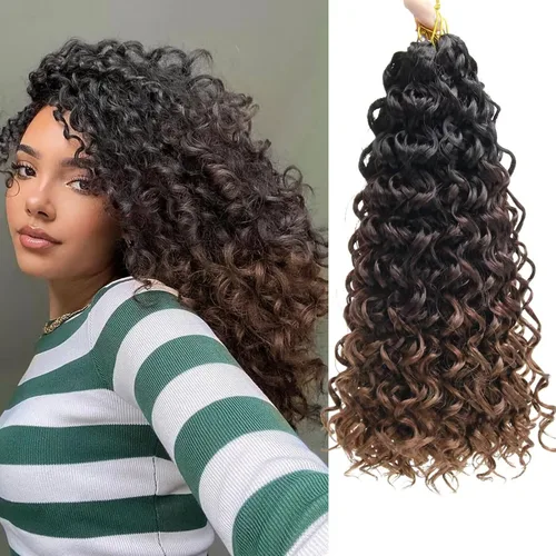 Miniatura 20 de 8 Paquetes de Cabello Rizado con Ganchillo GoGo, Cabello Rizado con Ganchillo para Mujeres Negras, Trenzado de Onda Profunda, Cabello Sintético