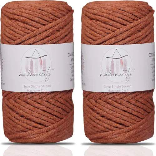 Miniatura 95 de Makromecity, Cordón de macramé de un solo hilo de 3 mm x 100 yardas (300 pies) Hilo de algodón rojo trenzado de 3 mm para arte y manualidades