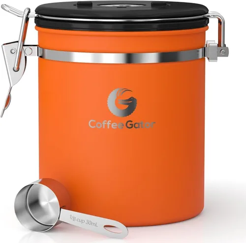 Miniatura 16 de Coffee Gator - Recipiente hermético de café de acero inoxidable de 22 oz para almacenamiento de alimentos en la cocina con rastreador de fecha, Gris
