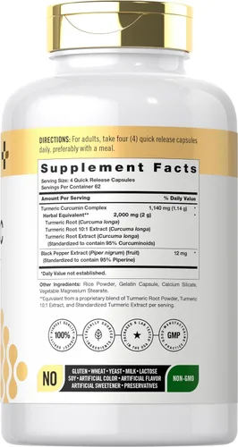 Miniatura 2 de Doctor's Way Suplemento de curcumina de cúrcuma 250 cápsulas con extracto de pimienta negra 95% curcuminoides Complejo sin OMG, sin gluten