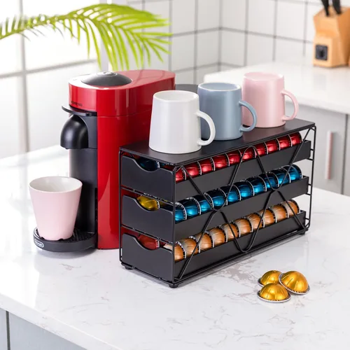 Miniatura 9 de FlagShip Soporte para cápsulas Nespresso, cajón Vertuo, soporte grande para cápsulas de café de niveles Mullti (3 niveles (capacidad de 60 cápsulas))