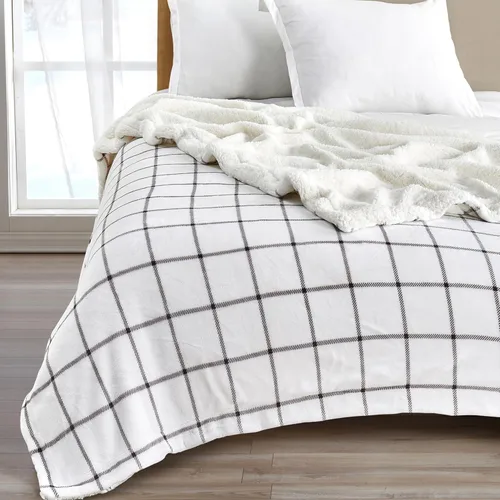 Miniatura 11 de Great Bay Home Manta de felpa de terciopelo y forro polar sherpa, manta gruesa para silla, sofá o cama. Manta cálida, reversible y suave. Colección