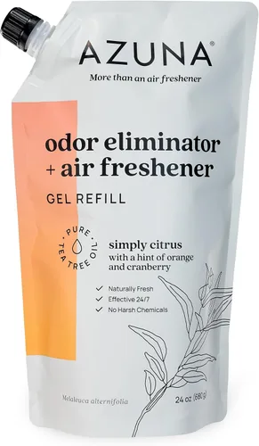 Bolsa de repuesto de gel eliminador de olores totalmente natural Azuna | Purificador de aire con aceite de árbol de té | A base de plantas y de