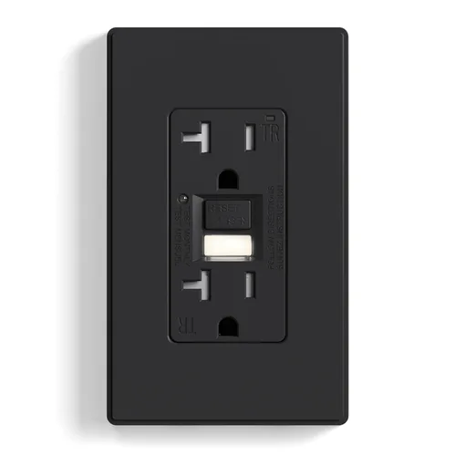 Miniatura 9 de ELEGRP Toma GFCI con luz nocturna, toma eléctrica GFI de autoprueba de 15 amperios, diseño más delgado, receptáculo GFCI resistente a manipulación
