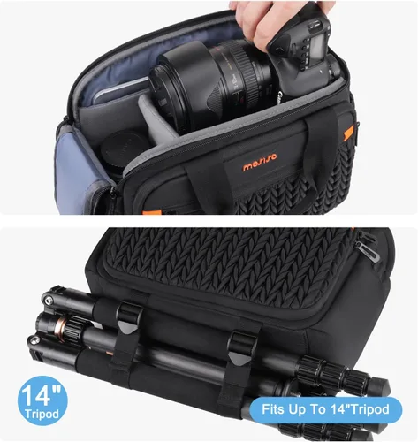 Miniatura 7 de MOSISO Bolsa para cámara para fotógrafos, bolsa de hombro para fotografía para cámaras DSLR/SLR/SLR/sin espejo, funda acolchada con orejas de trigo