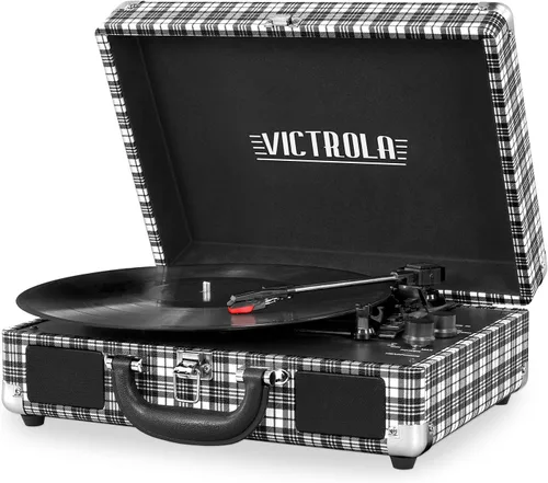 Miniatura 13 de Victrola Journey - Reproductor de discos portátil de maleta con Bluetooth y altavoces integrados, tocadiscos de vinilo de 3 velocidades, salida RCA
