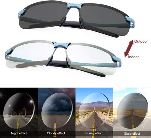 Miniatura 3 de YIMI Gafas de sol deportivas polarizadas fotocrómicas para hombre, ciclismo, pesca, conducción, protección UV, gafas antirreflejos 8177 Azul